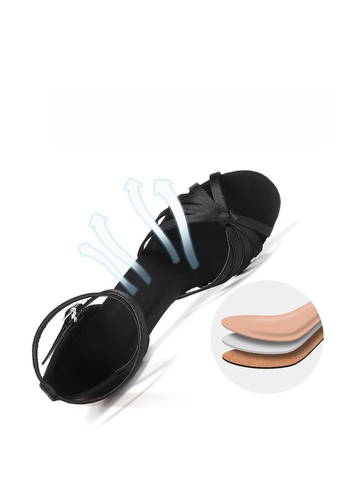 Dance Професійне жіноче взуття для латини, сальси, бачати, ча-ча-ча, румби, 7 см чорний з, — (329194291)