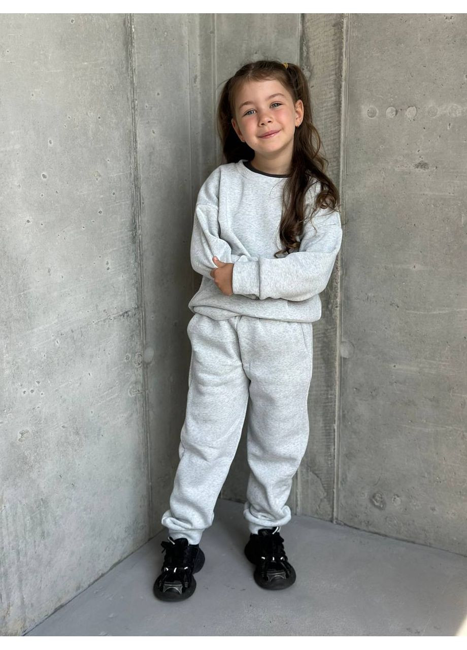 Сірий демісезонний костюм дитячий тринитка на флісі,унісекс,штани та кофта Україна