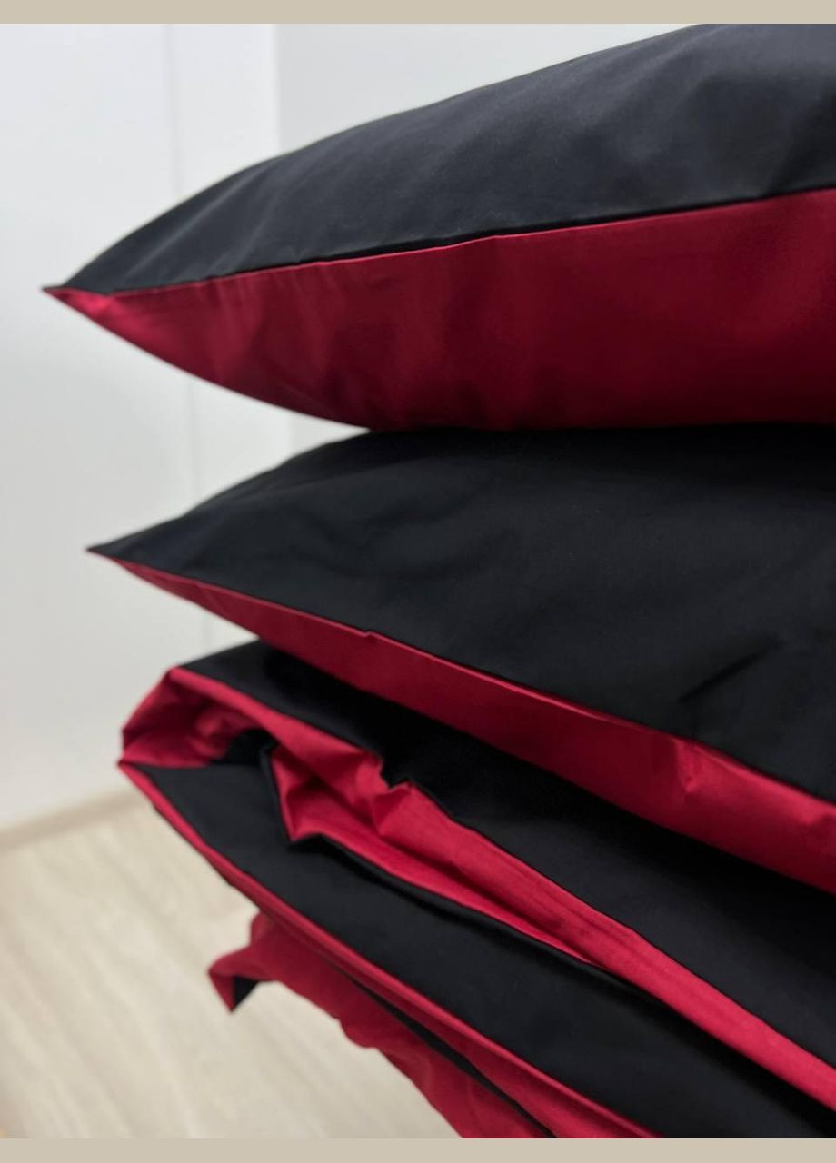 Комплект постільної білизни Напівторний 150х210 наволочка 70х70 2шт Чорно-червоний (П4К-Post-ukr-0020) No Brand (323160874)