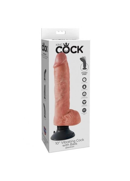 Вібратор з присоскою King Cock бежевий Pipedream (290851342)