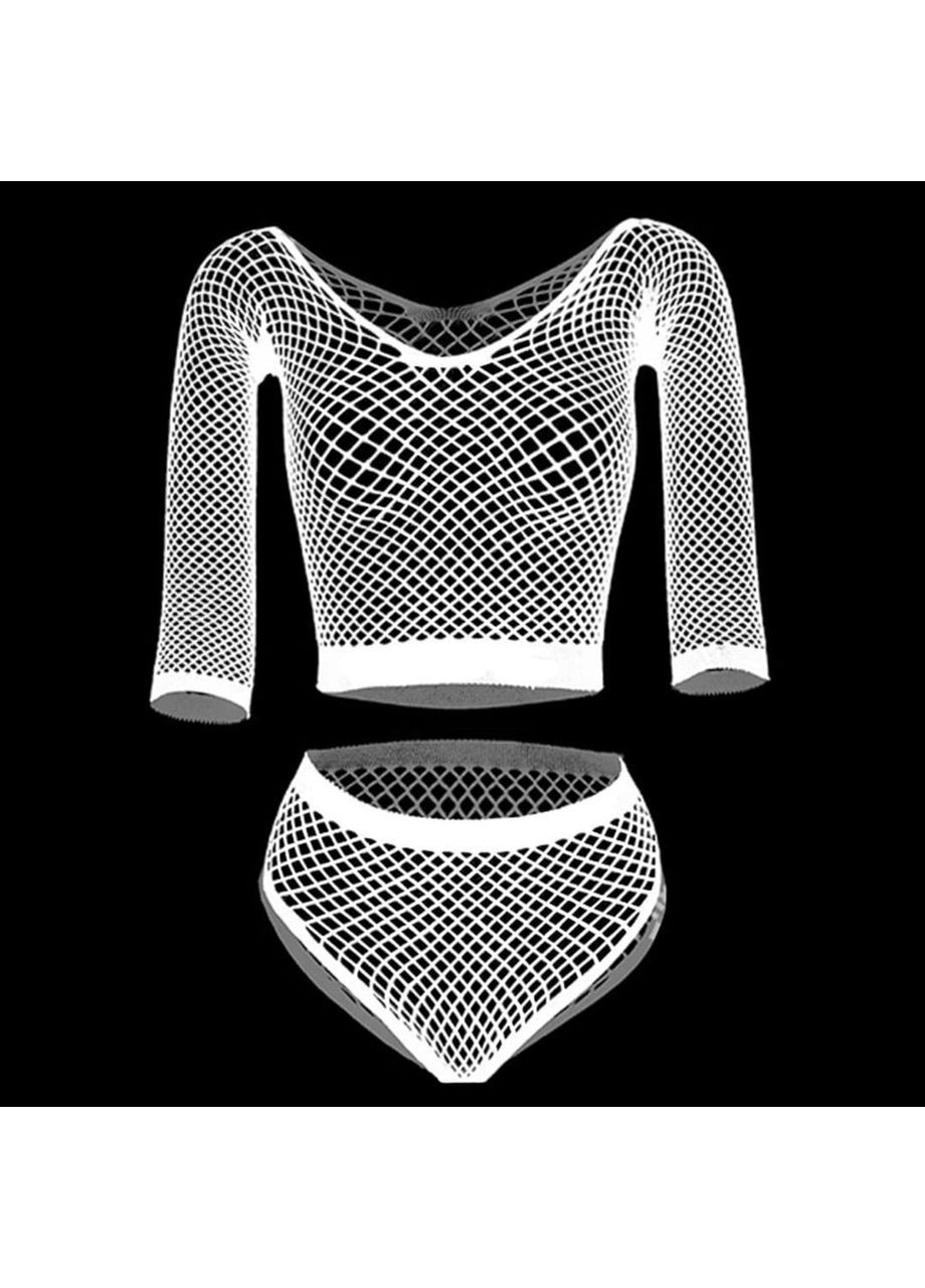 Комплект сексуального белья светиться в темноте топ и трусы из ромбовидной сетки One Size No Brand (335400979)