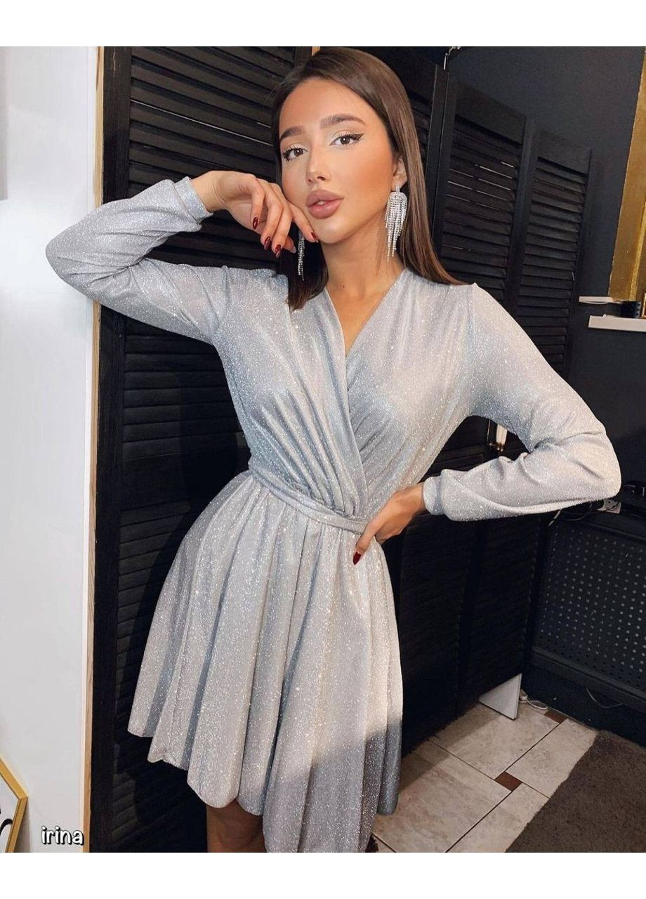 Серебряное праздничный, вечернее платье No Brand однотонное