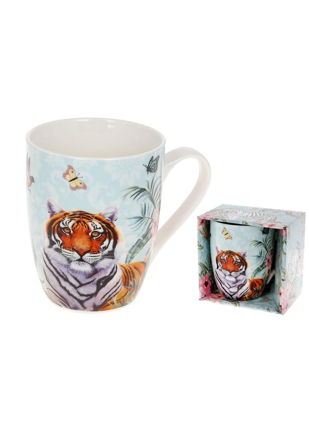 Кружка фарфоровая голубая Тигр 380 мл (K011) BonaDi (305412777)