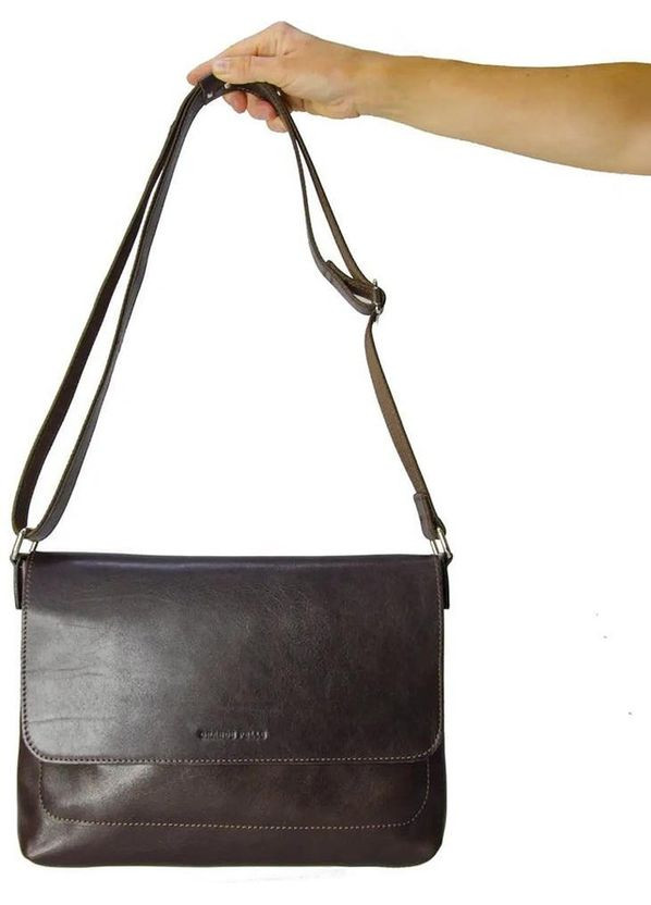 Сумка планшет через плечо мужская из натуральной кожи для телефона и для документов средняя Коричневый 38086 Grande Pelle (355245429)