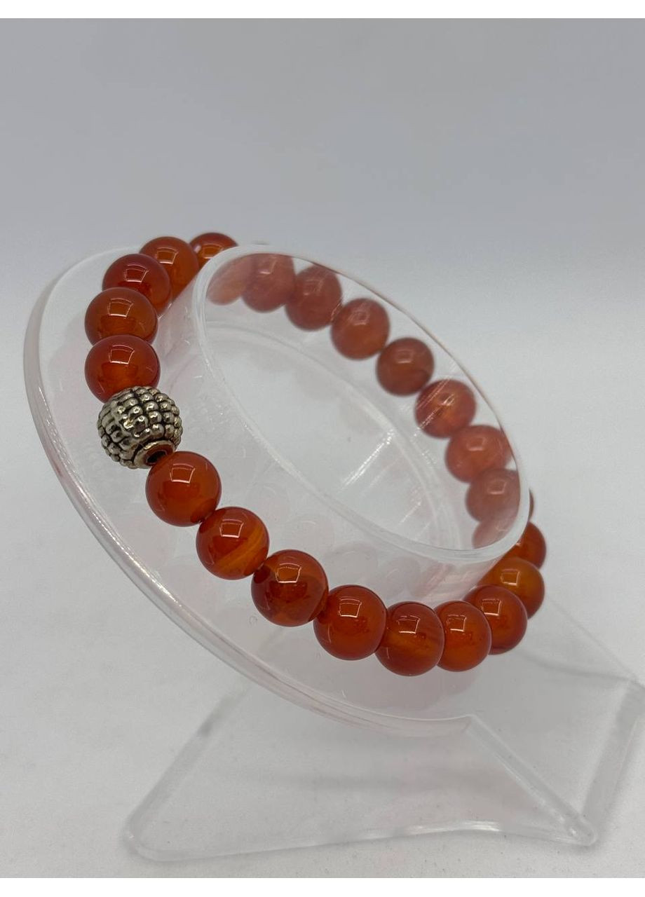 Браслет з сердоліку 8 мм 18 см Коричневий No Brand (363829806)