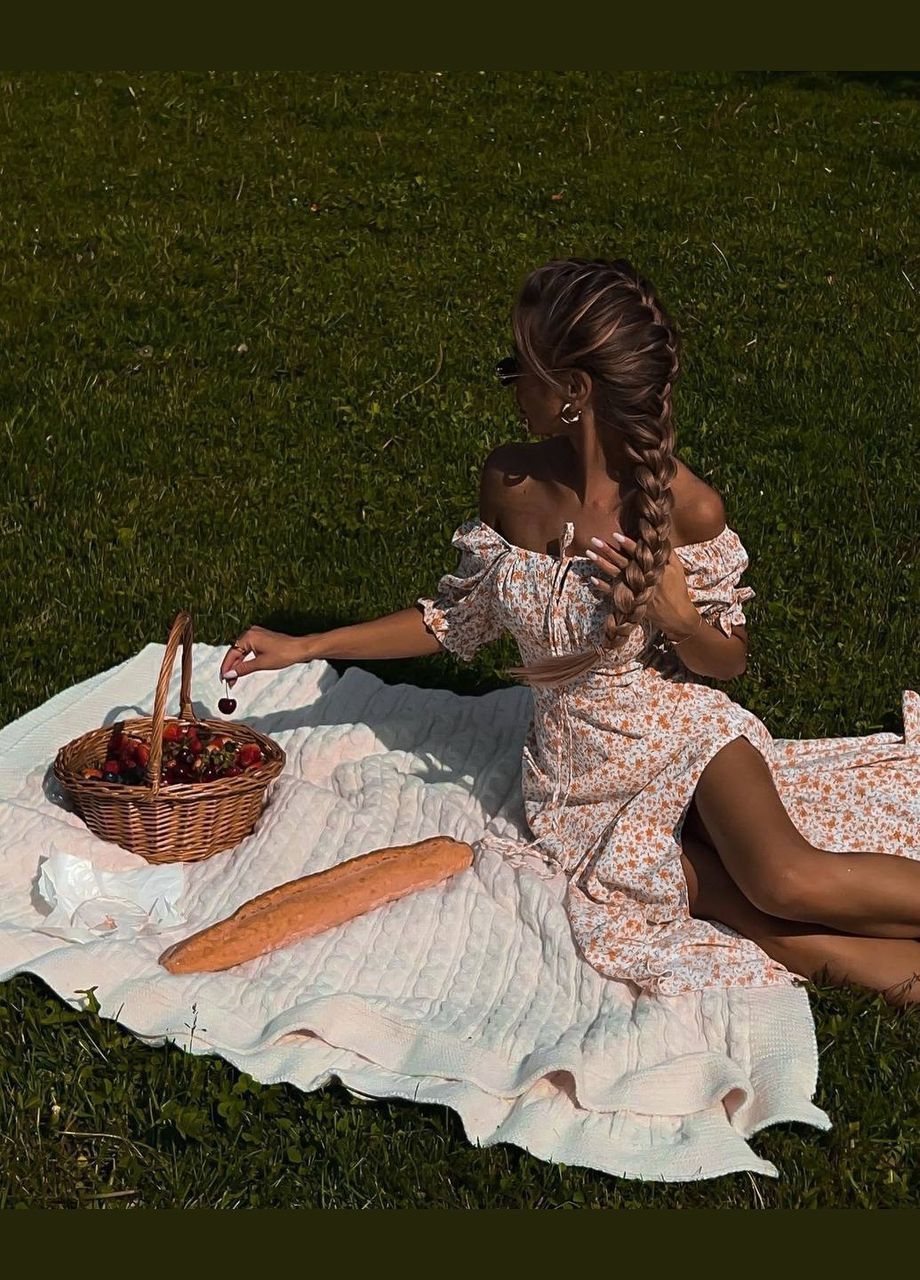 Білий повсякденний, кежуал сукня у квітковий принт No Brand з квітковим принтом