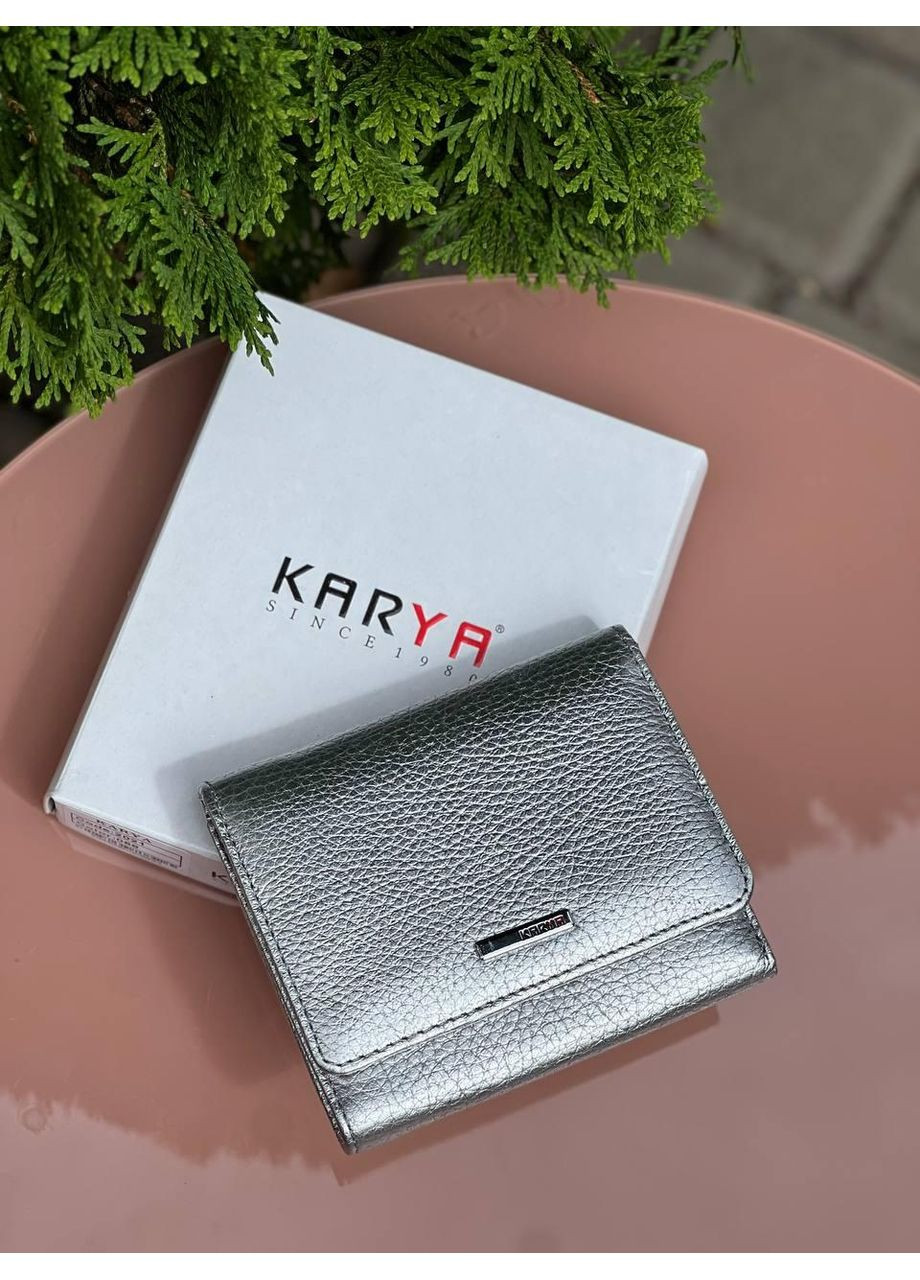 Жіночий гаманець із срібної натуральної шкіри Туреччина на кнопці, зовнішнє відділення для монет Karya (355803757)