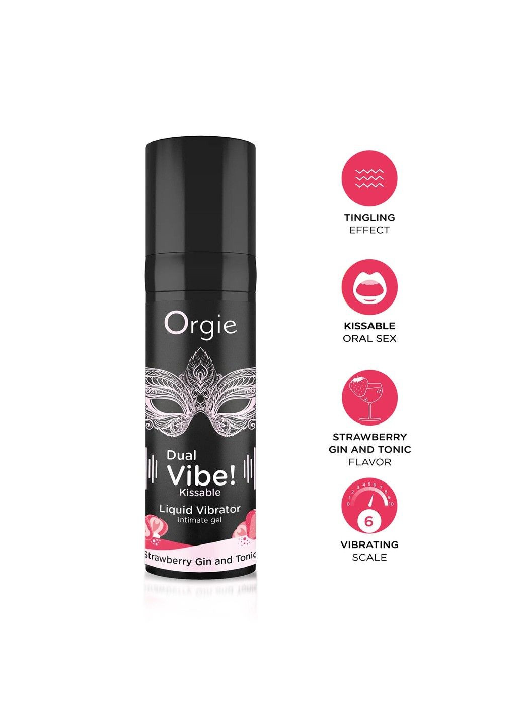 Жидкий вибратор Dual Vibe! Strawberry Gin & Tonic Kissable Liquid Vibrator, 15 мл Orgie (332769460)