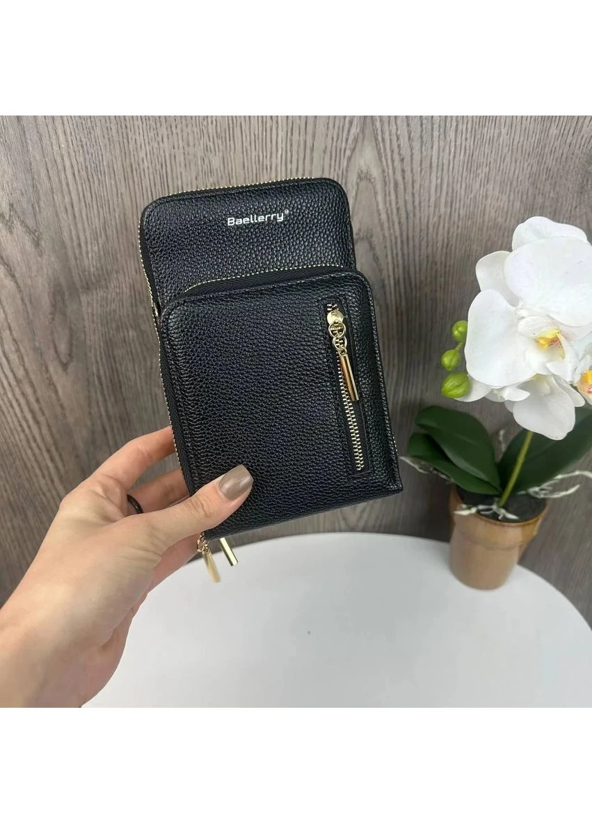 Жіноча міні сумочка клатч екошкіра 19х12х5 см чорна No Brand (398093303)