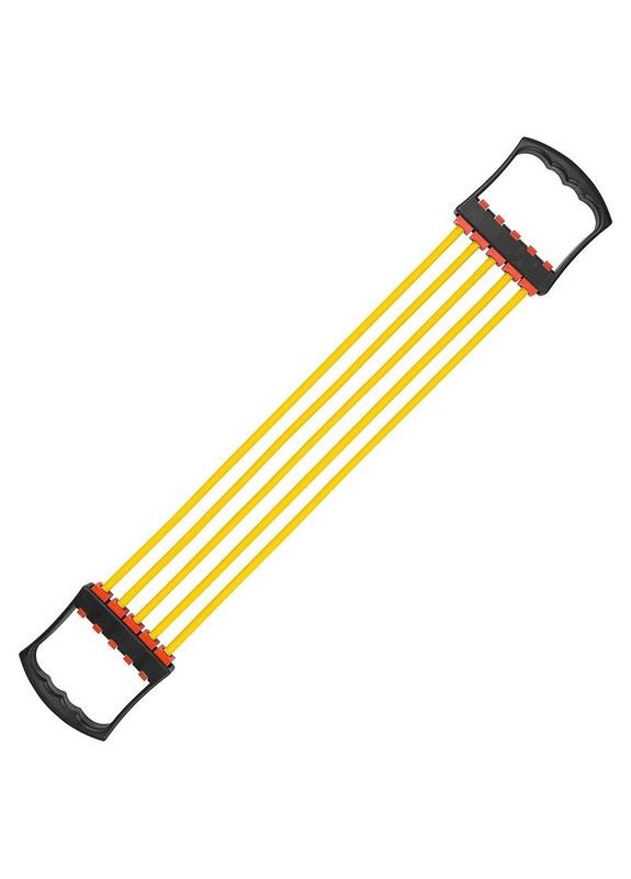 Эспандер плечевой на 5 резиновых жгутов, цвет желтый, ручки пластик World Sport (297080183)