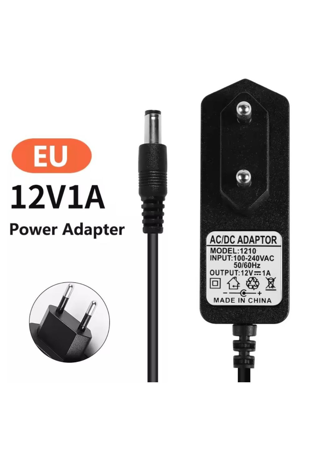 Сетевое зарядное устройство / 12V 1A / AC/DC Power Adapter 1210 / Чёрный X-level (336209294)