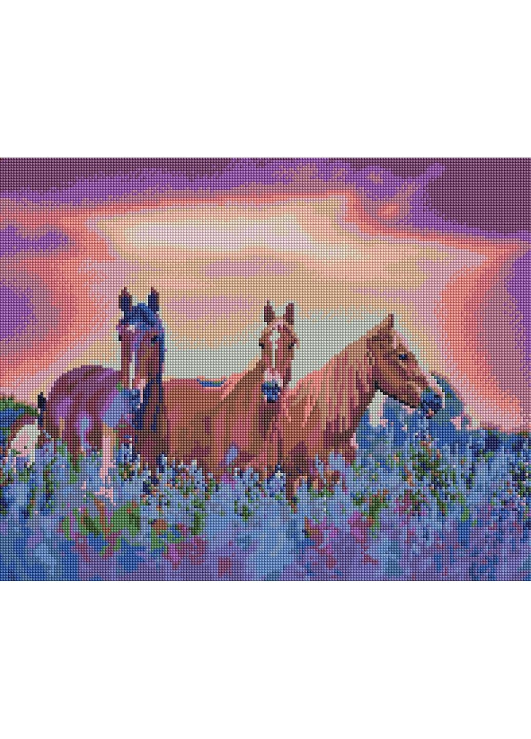 Алмазна мозаїка "Коні на квітковому полі" Brushme (279324871)