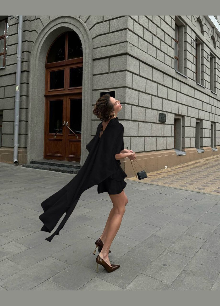 Чорна святковий жіноча сукня міні та накидка-трансформер MonCher