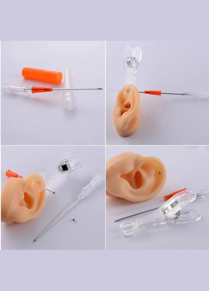 Набор для прокалывания под пирсинг Перчатки зажим иглы пирсинг разный Сталистый 12 шт Finding (315799707)