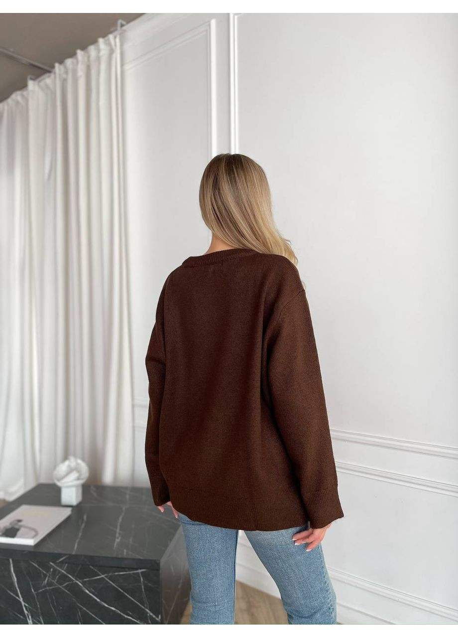 Коричневий демісезонний жіночий светр пуловер No Brand