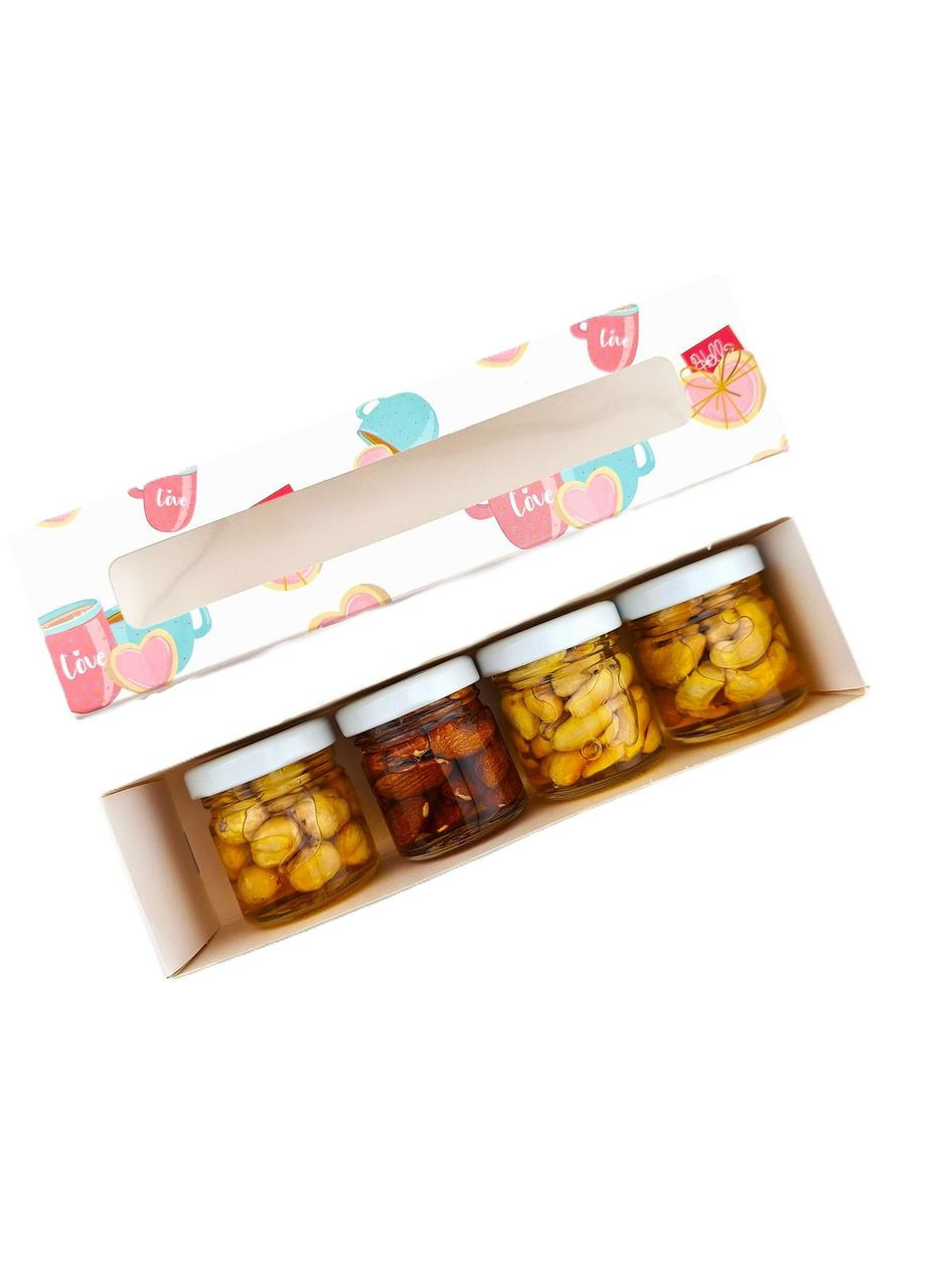 Чашечка пинал 20*5 см с окошком из 4 шт по 50 грамм орехи с медом Царство Меду (367088362)