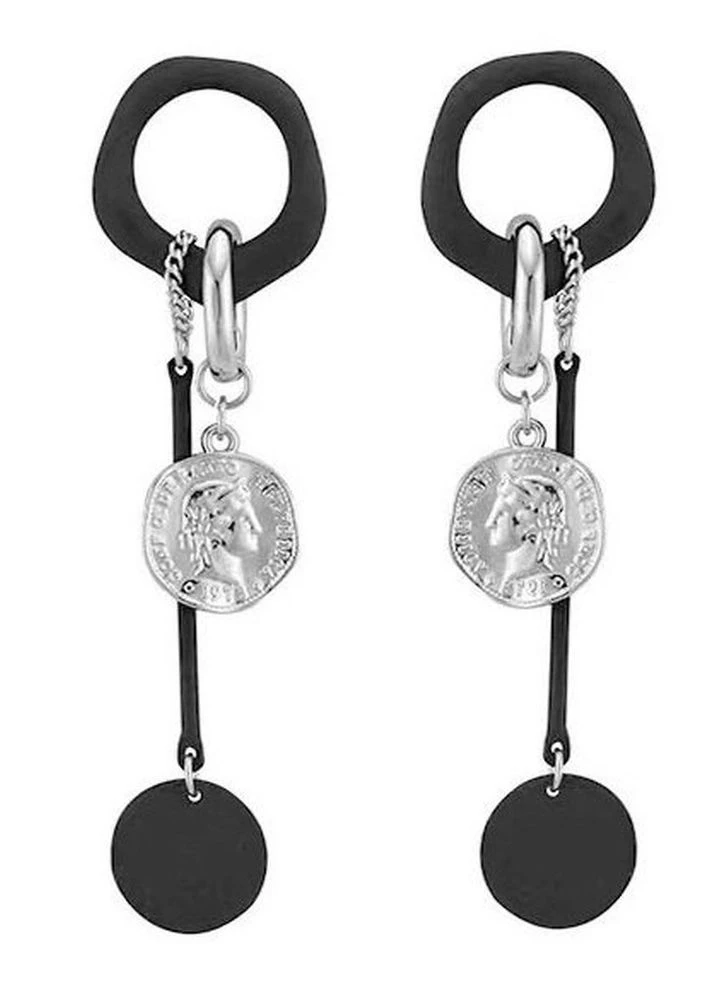 Длинные черные серьги с монетками, 5057-1 No Brand (381857895)