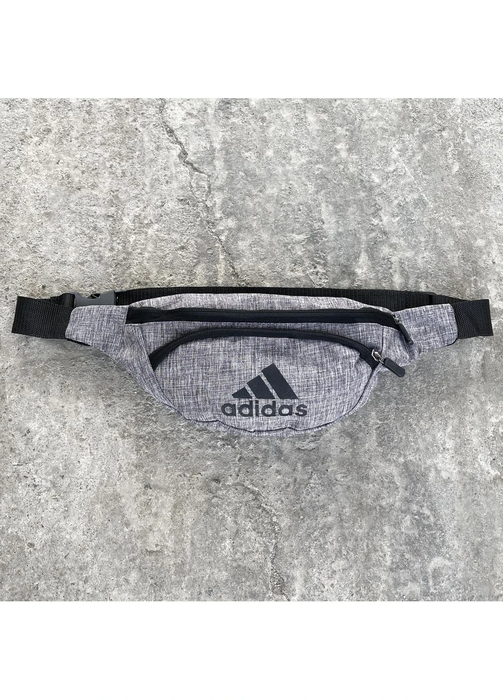 Поясна спортивна сумка бананка Adidas сірий меланж текстильний нагрудний месенджер кросбоді чоловічий міський для телефону No Brand (401462040)