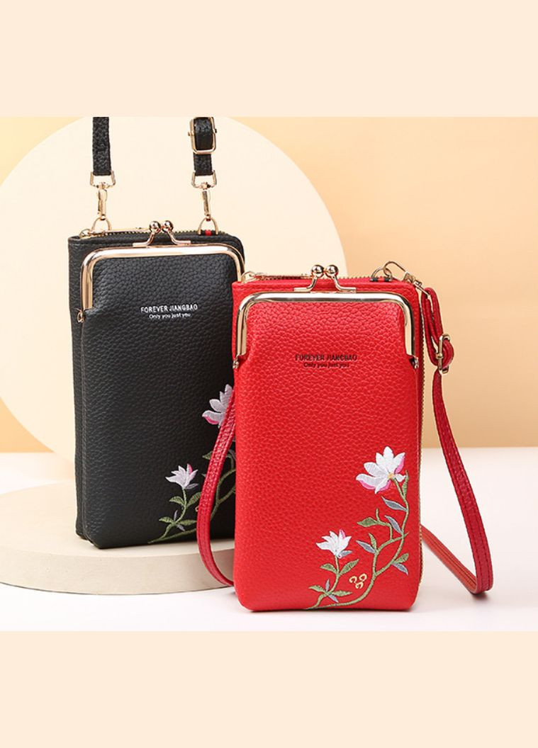 Жіноча міні сумочка клатч з вишивкою та плечовим ременем червона (sku_1715К) No Brand (330575685)