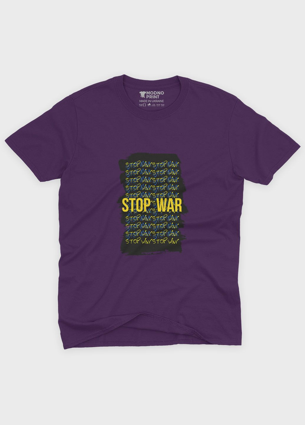 Фіолетова чоловіча футболка з патріотичним принтом stop war (ts001-5-dby-005-1-118) Modno