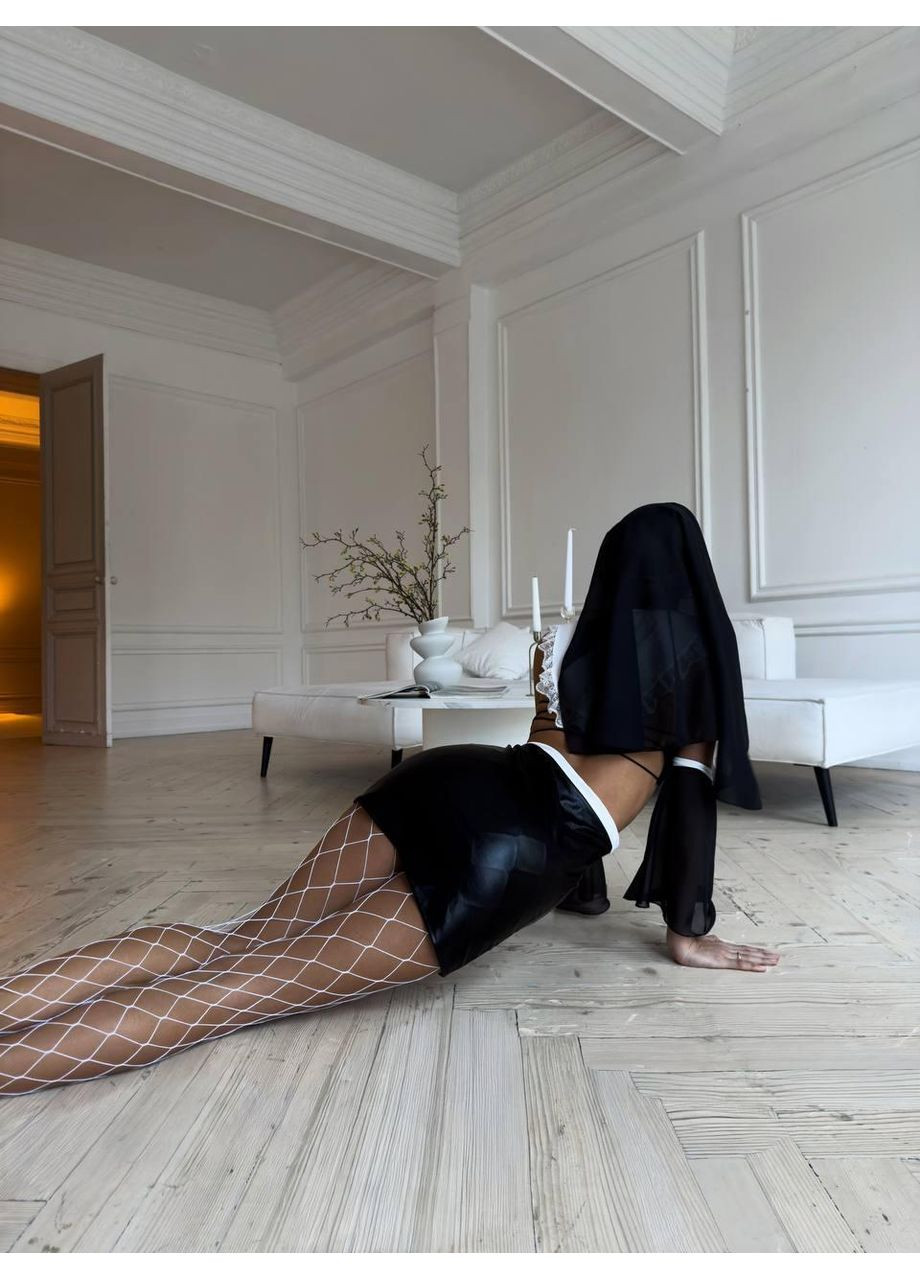 Костюм жіночої спідньої білизни у стилі черниці / Спокусливий образ «неправильної монашки» для рольових ігр No Brand (365550283)