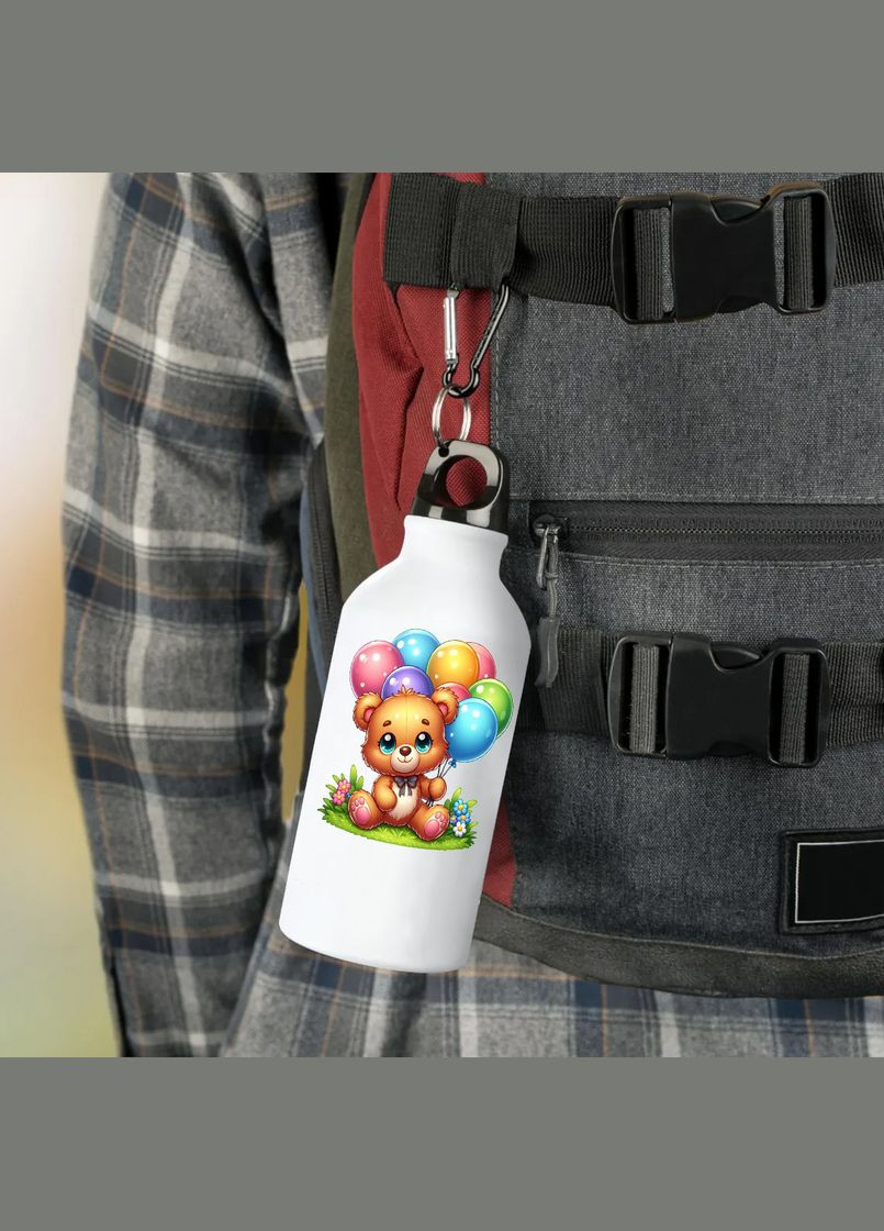 Фляга (бутылка) для воды с карабином Детская #042 500 мл Белый No Brand (323639378)