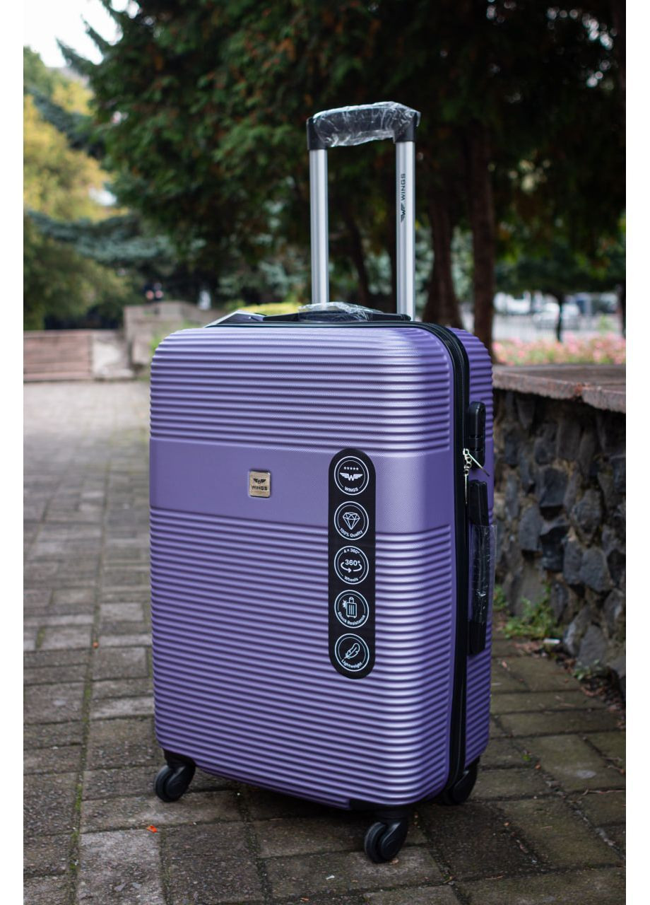 Валіза пластикова великий L розмір, колір чорний Wings 5398 (365715875)