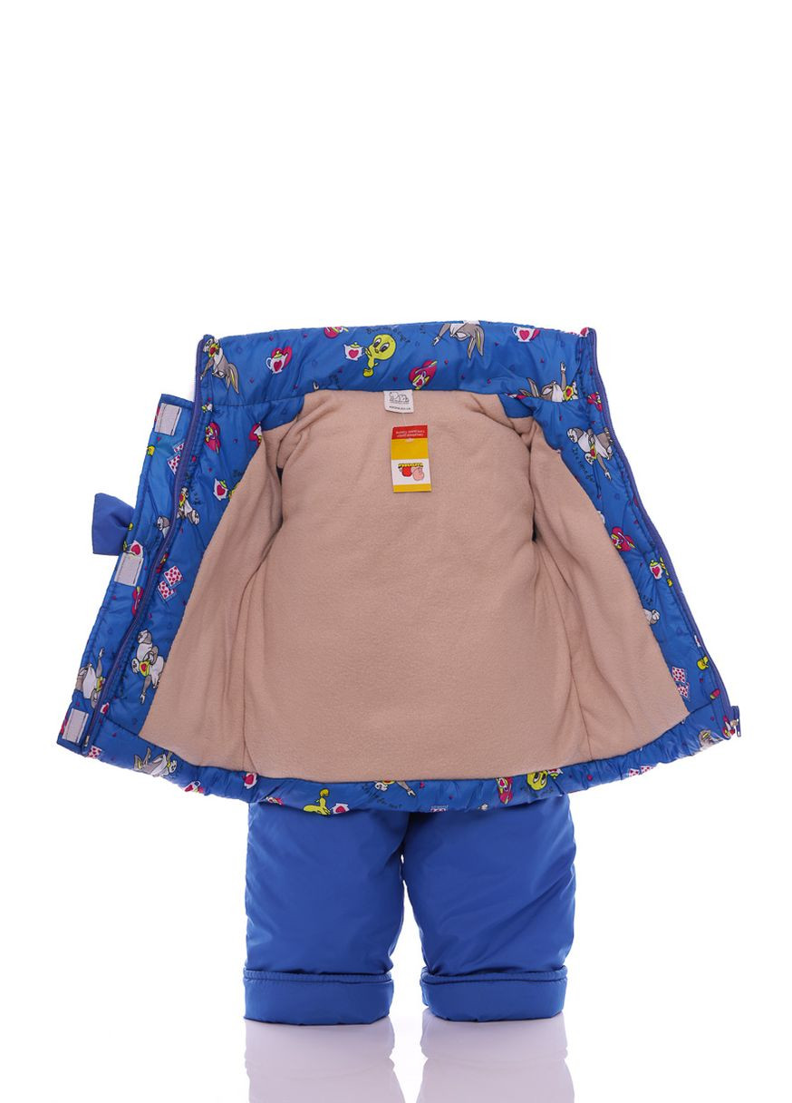 Синий зимний комбинезон на синтепоне для девочки с принтом кролика евро ноль синий см (27716) BABYKROHA