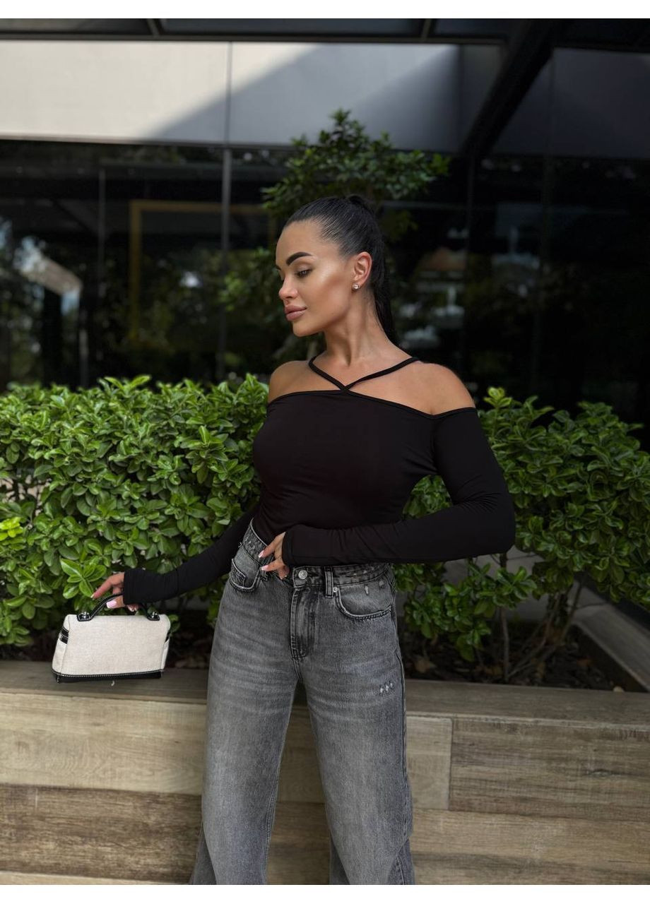 Женский лонгслив с открытыми плечами No Brand (366422608)