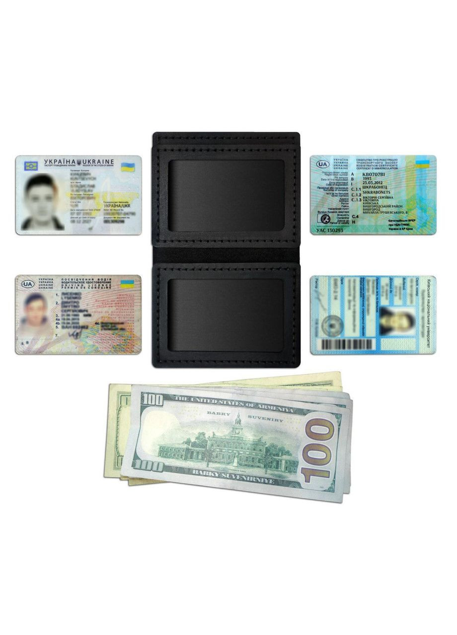 Портмоне - Обложка для автодокументов Audi (4 окна для прав, ID паспорта, пропуска) - Черный (nas150401-9) Anchor Stuff (318534463)