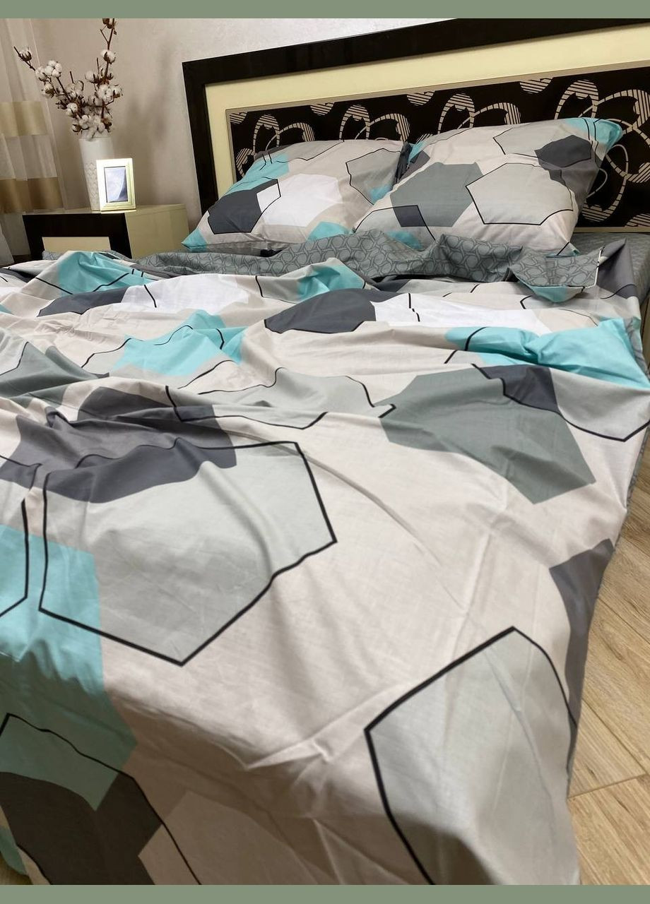 Постільна білизна бавовняна Мане Євро Простирадло на гумці 160x200х20 Бязь Сіра 70 х 70 No Brand (332945939)