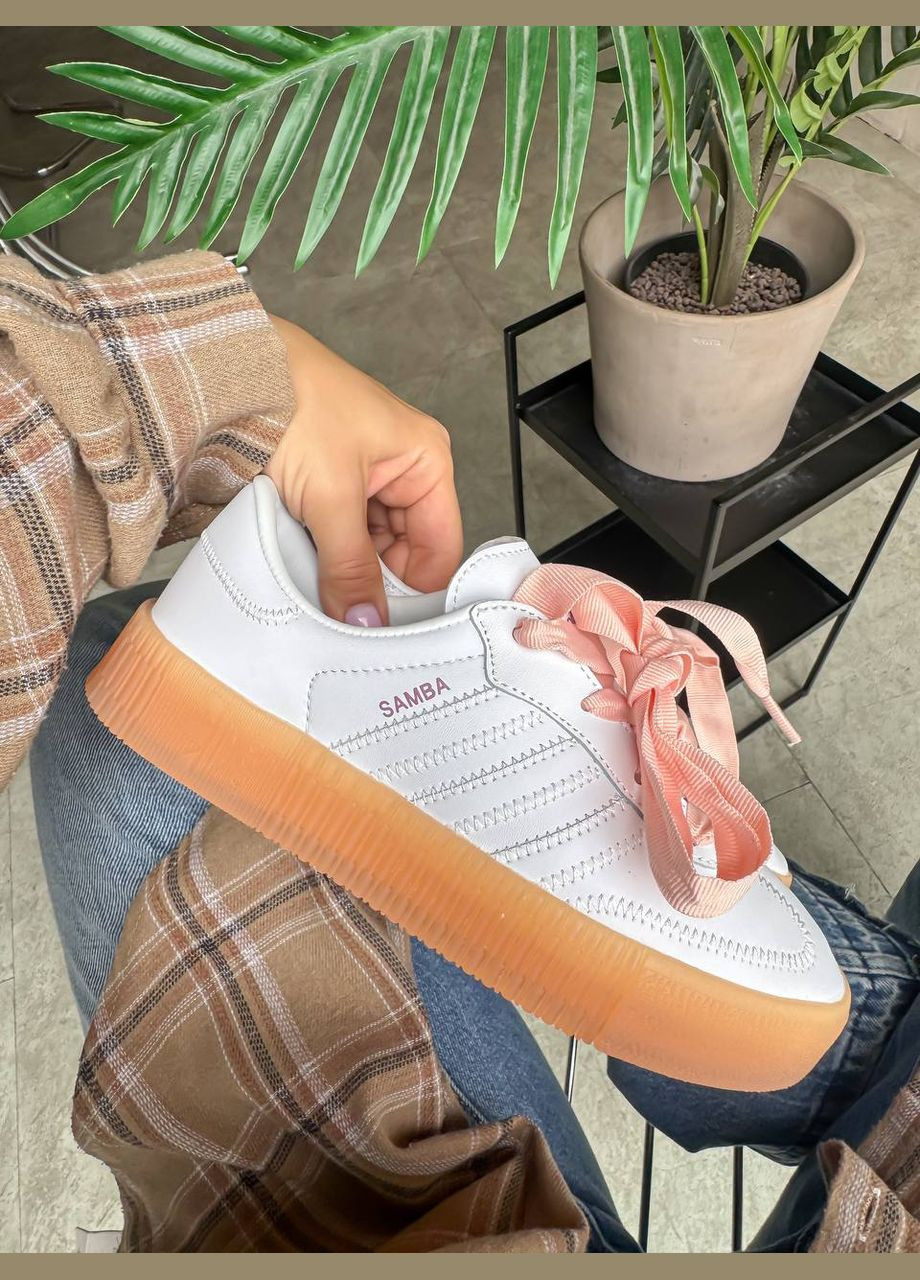 Кросівки жіночі Adidas Samba White Pink Gum | Адідас Самба білі No Brand білі демісезони (347223373)