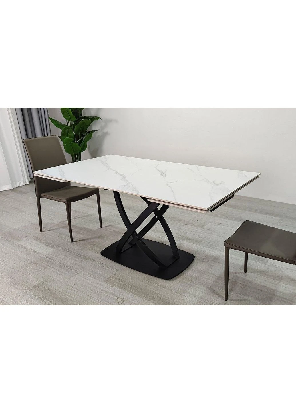Стіл HILDA CERAMIC 160(240)*90 білий мат/чорний Intarsio (390307907)