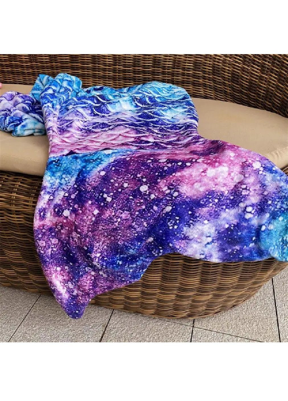 Детский фланелевый плед русалочий хвост для малышей детей девочек от 1 до 9 лет 140х80 см (481374-Prob) Разноцветный Unbranded (361230041)