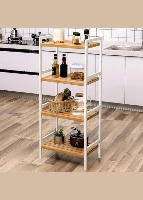 Стеллаж кухонный из дерева Сенмар 4 зефир-сиена (СТА-40732005) No Brand (327866391)