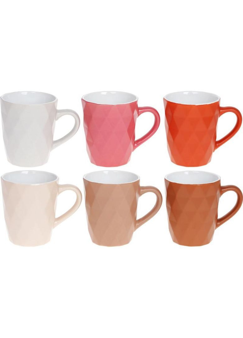 Набір 6 керамічних чашок "Амстердам" 340мл, відтінки коричневого Bona (330134613)