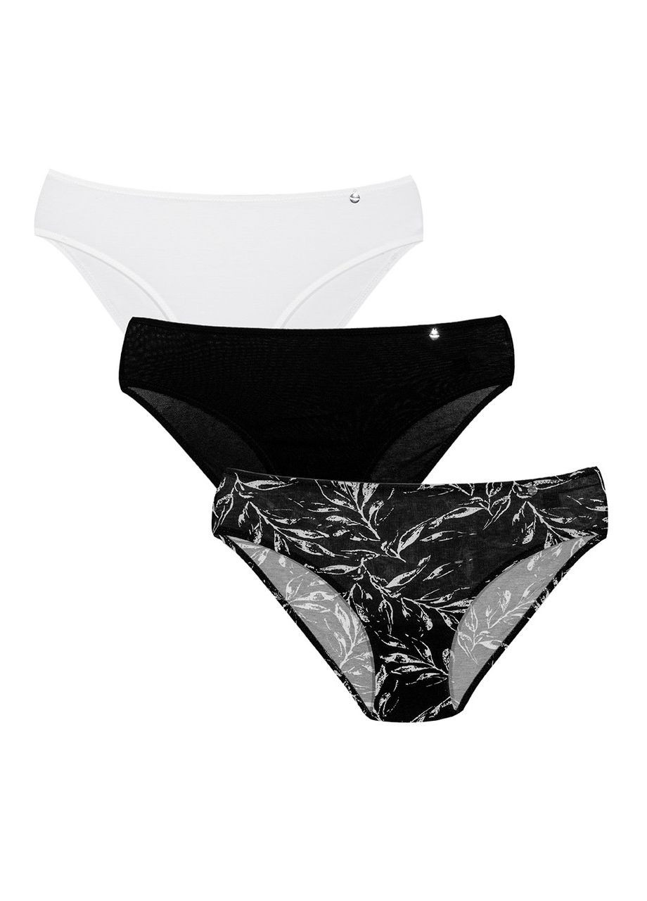 Трусики Принт Листок Комплект 36 чорно-білий Kom (365720791)