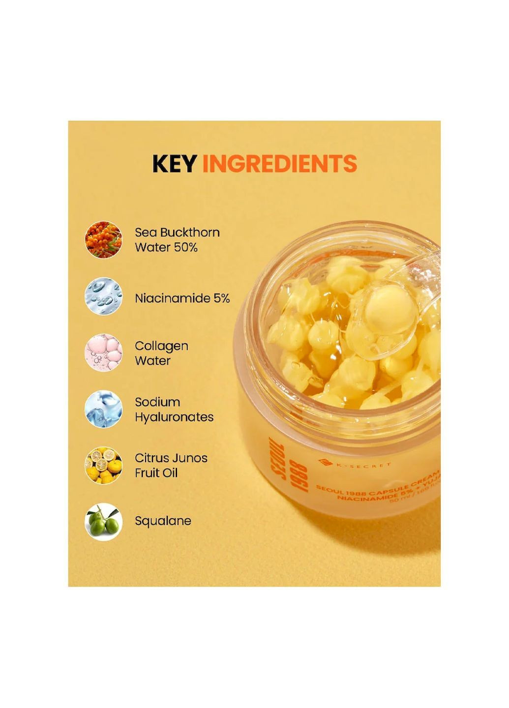 K-Secret Капсульний крем Seoul 1988 Capsule Cream зволожуючий з ніацинамідом 5% та юдзу 50 мл — Крем, Південна Корея (362046143)