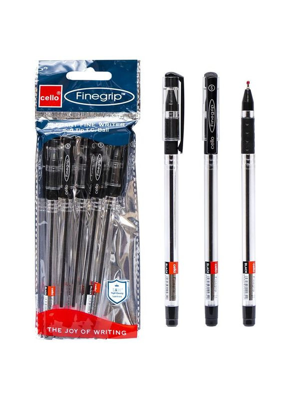 Ручка масляная FINEGRIP Cello 388В(Black) черная 5 шт Bambi (300388309)