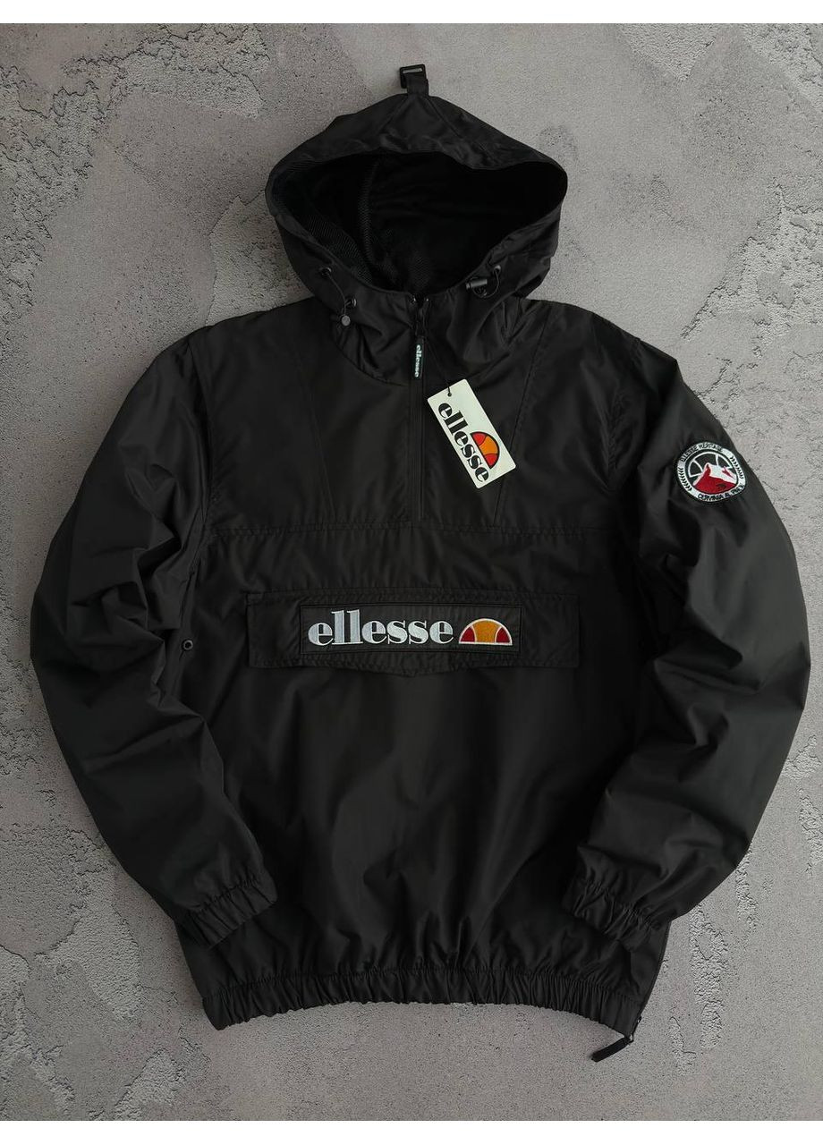 Чорна демісезонна чоловіча демісезонна спортивна куртка-вітровка Ellesse