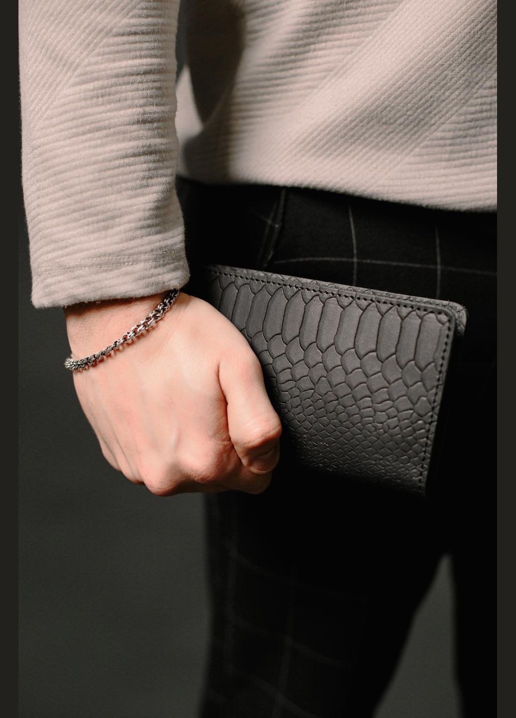 Мужское портмоне из натуральной кожи тиснение питон SR007 (Черный) SKILL (322605482)