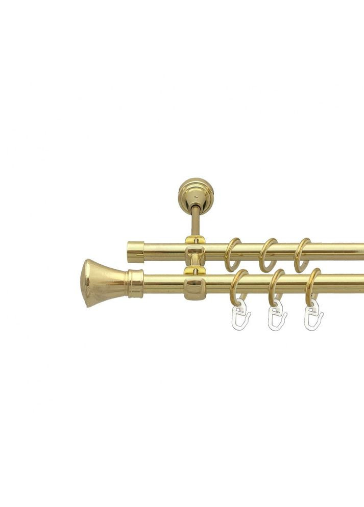 Карниз Люксор металлический двухрядный открытый гладкая труба Золото 16\16 мм 200 см (00-00014248) ORVIT (300282217)