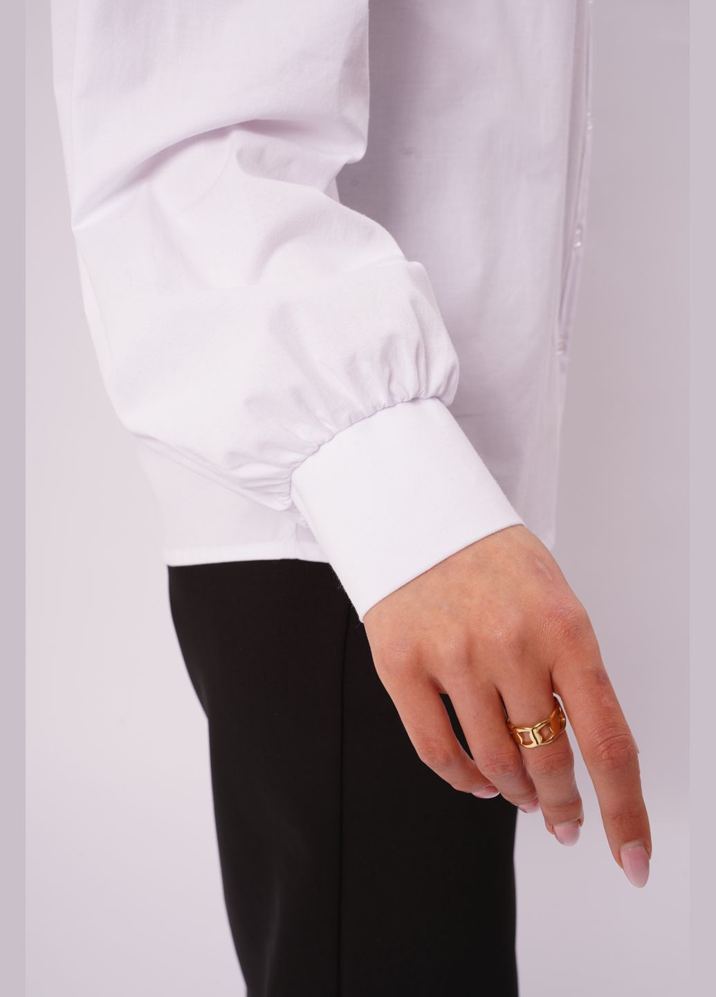 Белая демисезонная хлопковая рубашка с длиным рукавом GELBI 1626