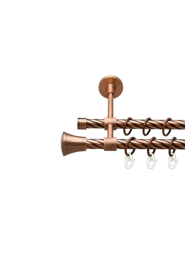 Карниз Принц металлический двухрядный закрытая скрученная труба Медь 16\16 мм 300 см (00-00025350) ORVIT (300846001)