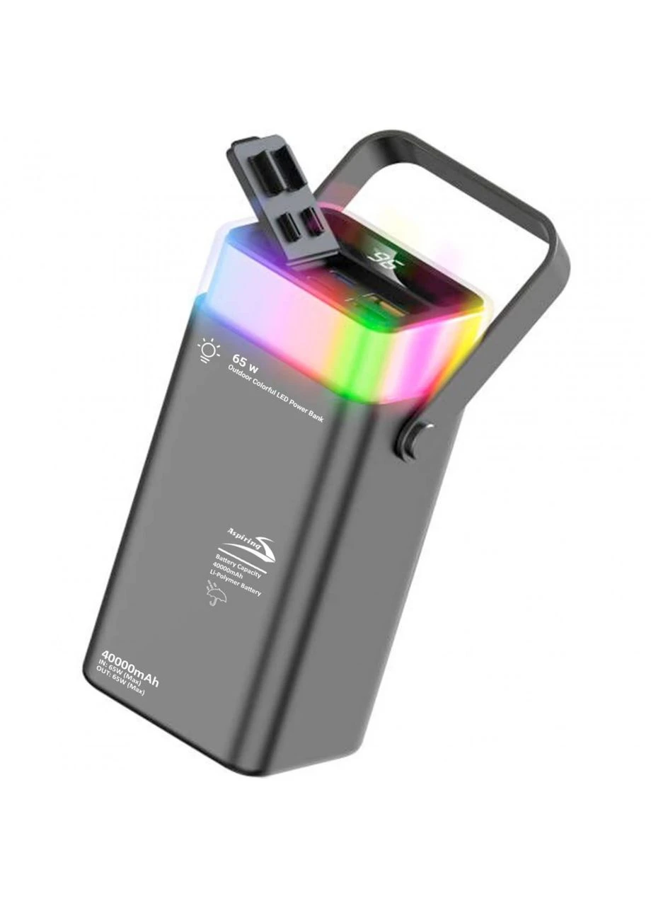 УМБ 40000mAh Vigor 40 65W PD 2xUSB-A, 2xUSB-C, LED, Black Aspiring (383063811)