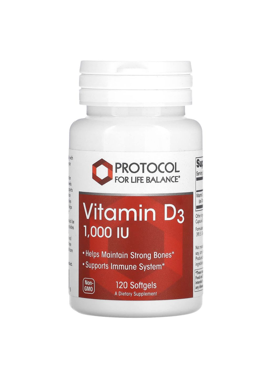 Витамин D3, Vitamin D3,, 1000 МЕ, 120 гелевых капсул Protocol for Life Balance (351384114)