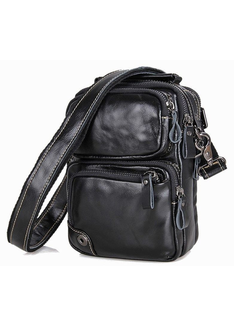 Сумка планшет через плече для документів та для телефону чоловіча з натуральної шкіри маленька Чорний 37152 Vintage (353690028)