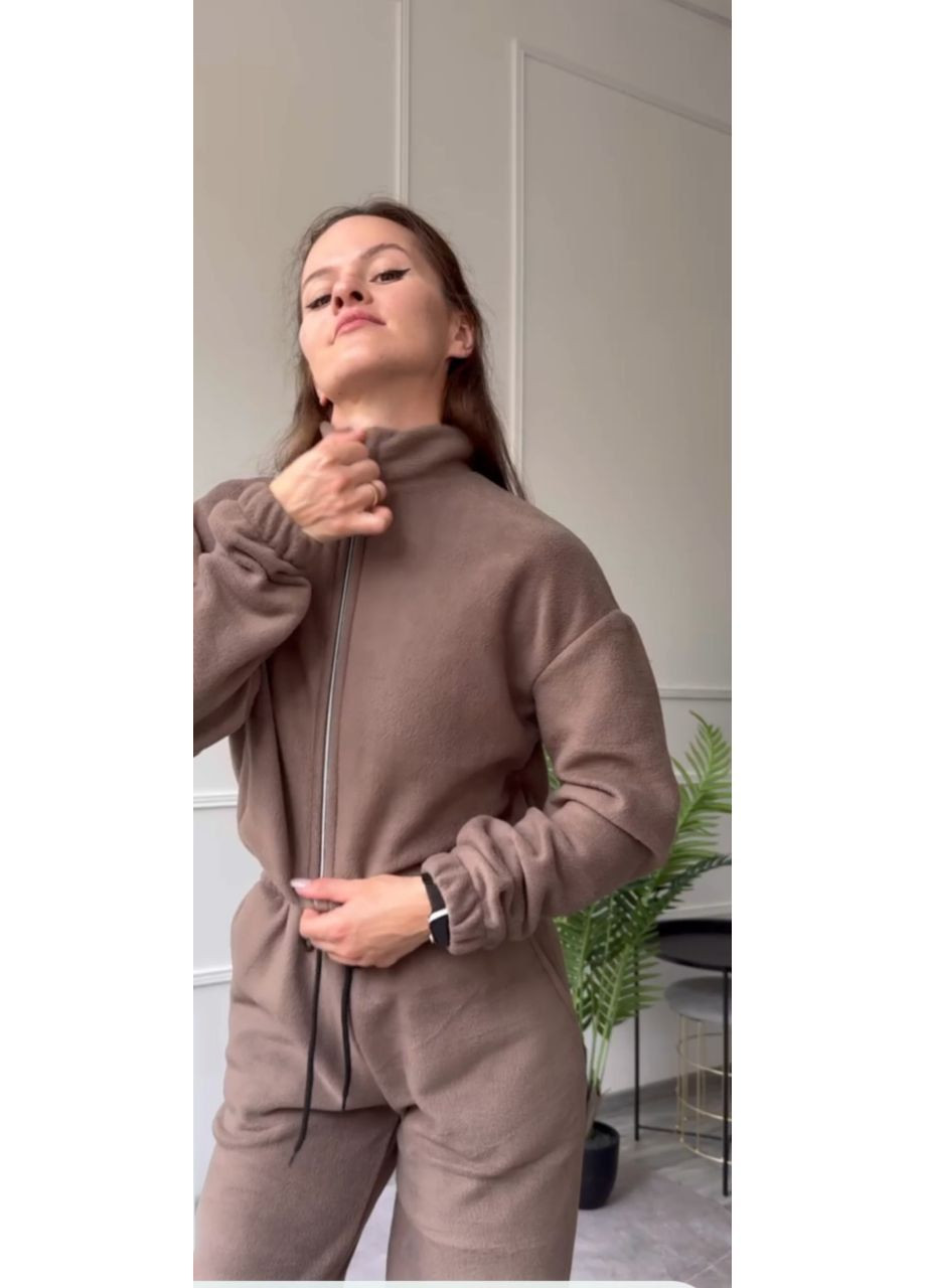 Комбінезон зимовий флісовий popluzhnaya комбінезон-брюки світло-коричневий повсякденний фліс