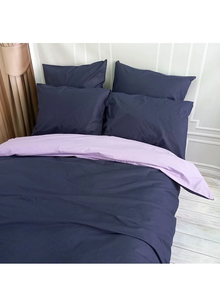 Постельное белье ДУЭТ Темно-синий/Лавандовое настроение Ранфорс MERISET - Полуторное на резинке Верховинка MS-550258 (403309997)