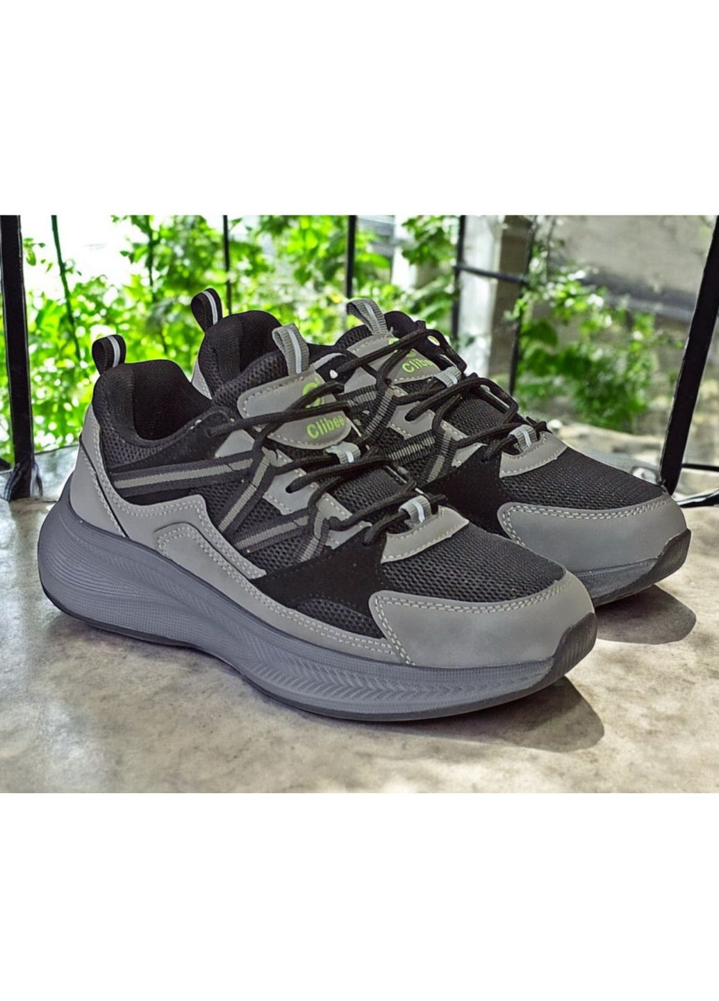 Сірі Осінні кросівки арт.ed342-2 чорний з сірим Clibee 342-2